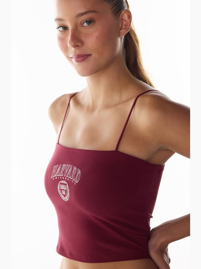 Top curto harvard feminino penti Vermelho bordô - Kiabi