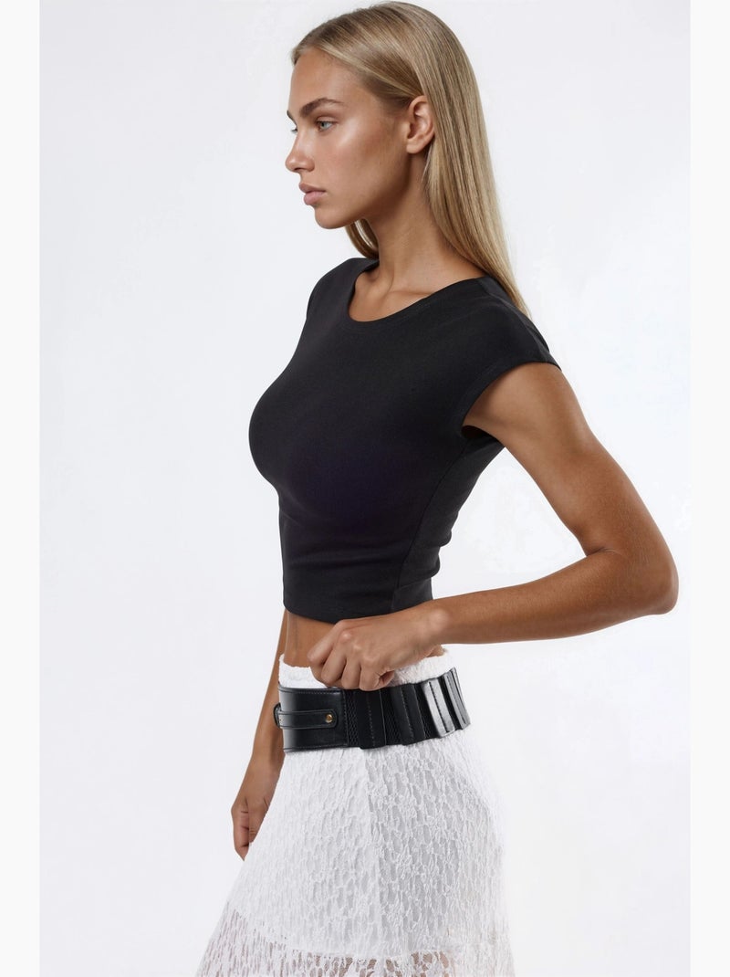 Top curto mistura algodão modal busem Preto - Kiabi