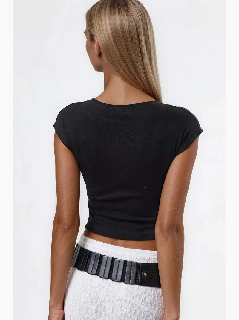 Top curto mistura algodão modal busem Preto - Kiabi
