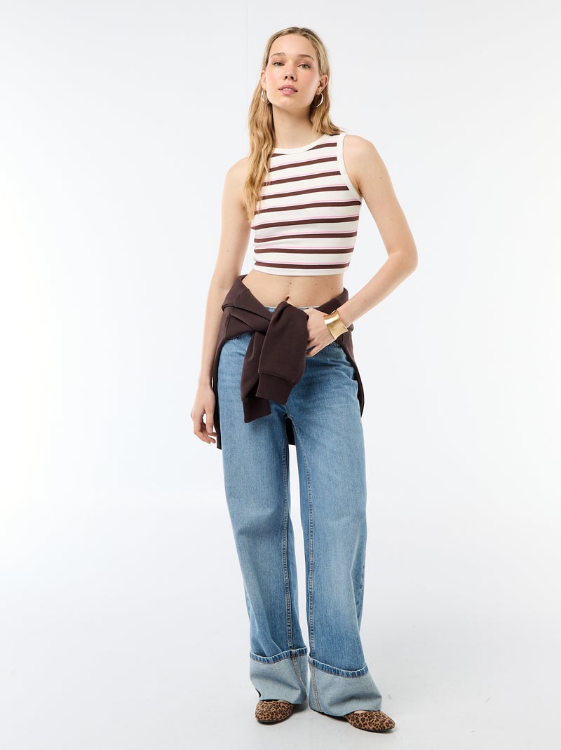 Top curto sem mangas Branco - Kiabi