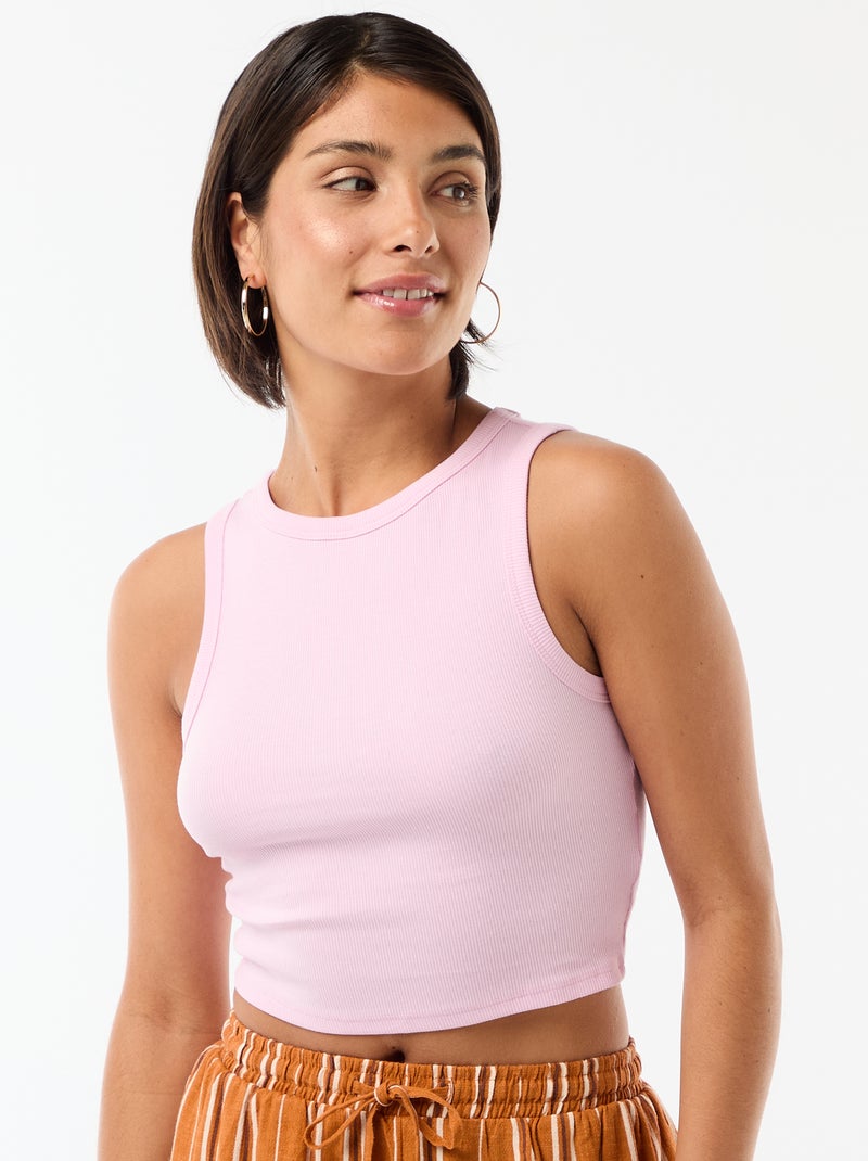 Top curto sem mangas Rosa - Kiabi