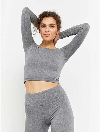 Top curto slim fit de manga comprida tommy