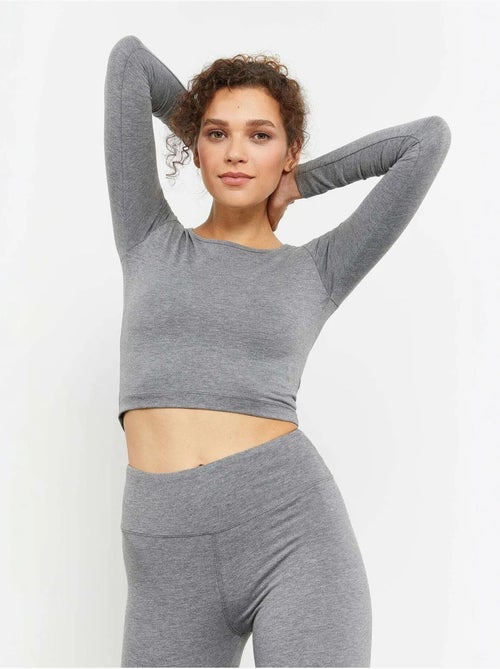 Top curto slim fit de manga comprida tommy - Kiabi Top curto slim fit de manga comprida tommy - Kiabi