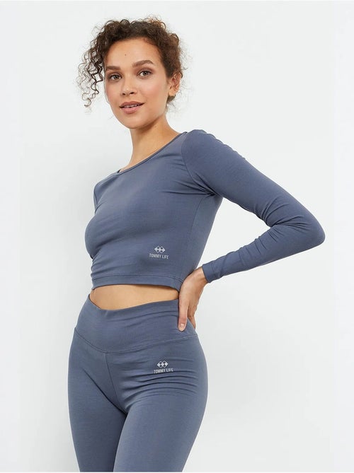 Top curto slim fit de manga comprida tommy - Kiabi Top curto slim fit de manga comprida tommy - Kiabi