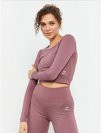 Top curto slim fit de manga comprida tommy
