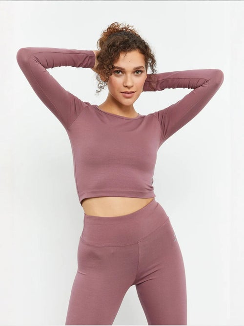 Top curto slim fit de manga comprida tommy - Kiabi