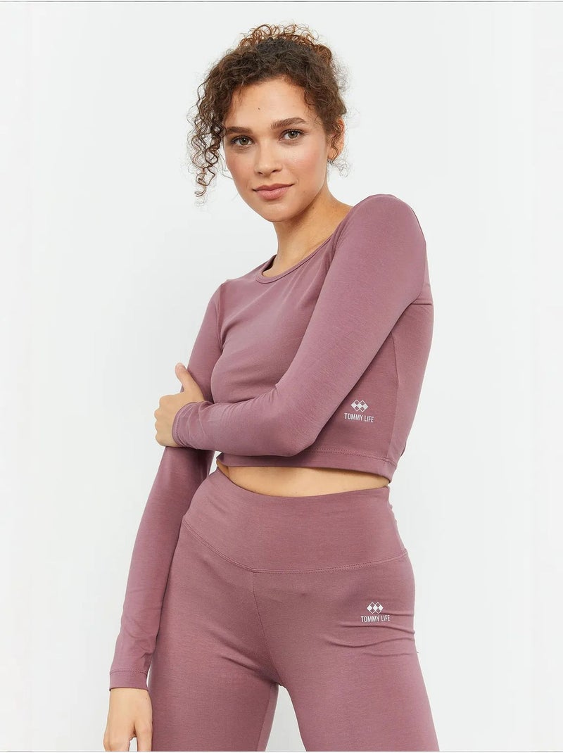 Top curto slim fit de manga comprida tommy Malva - Kiabi