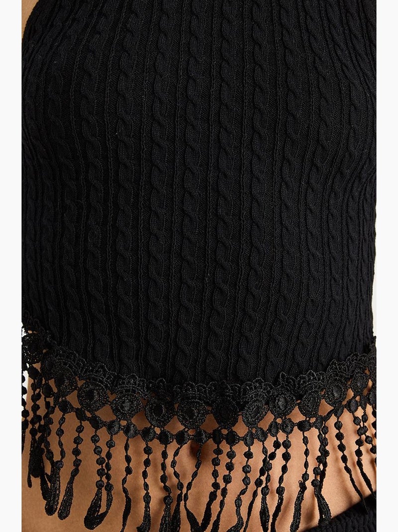 Top curto texturizado decote halter lucci Preto - Kiabi