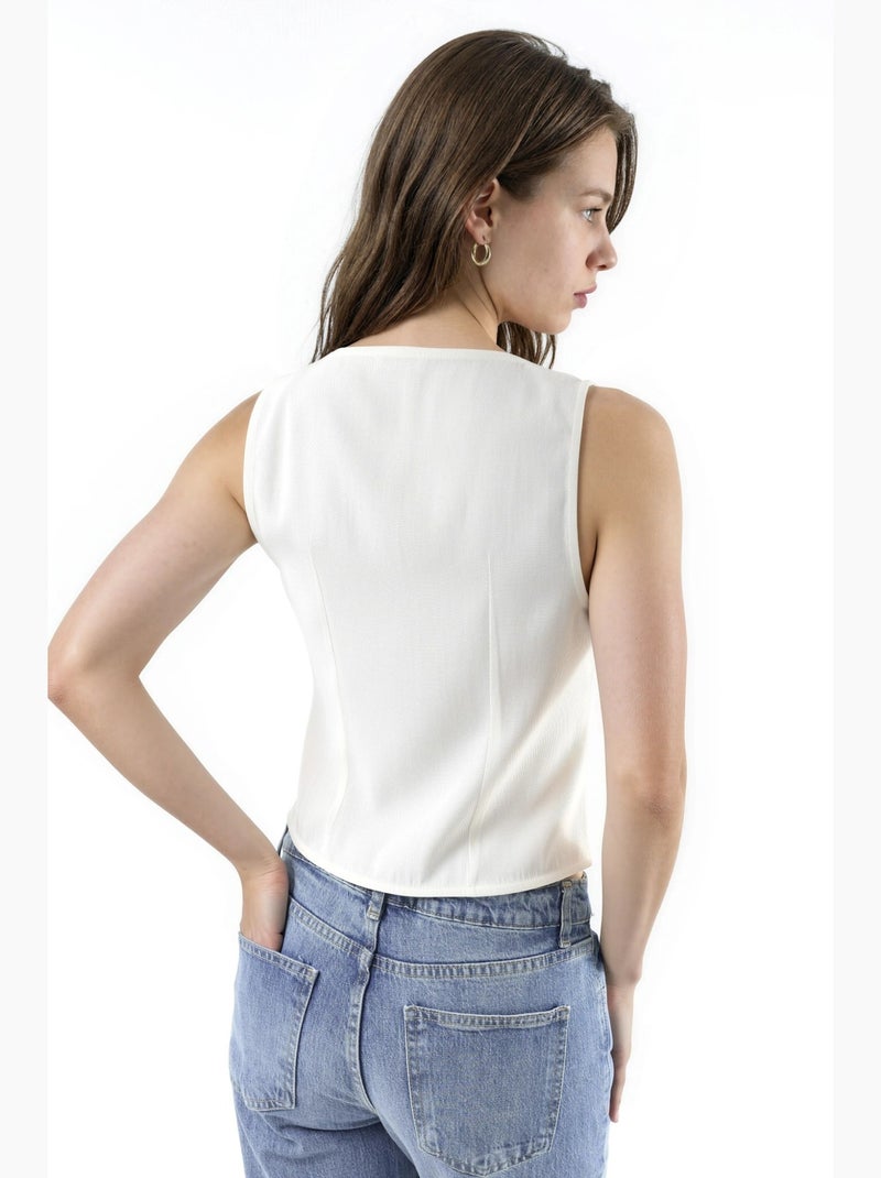 Top de alças abotoado hiccup Creme - Kiabi
