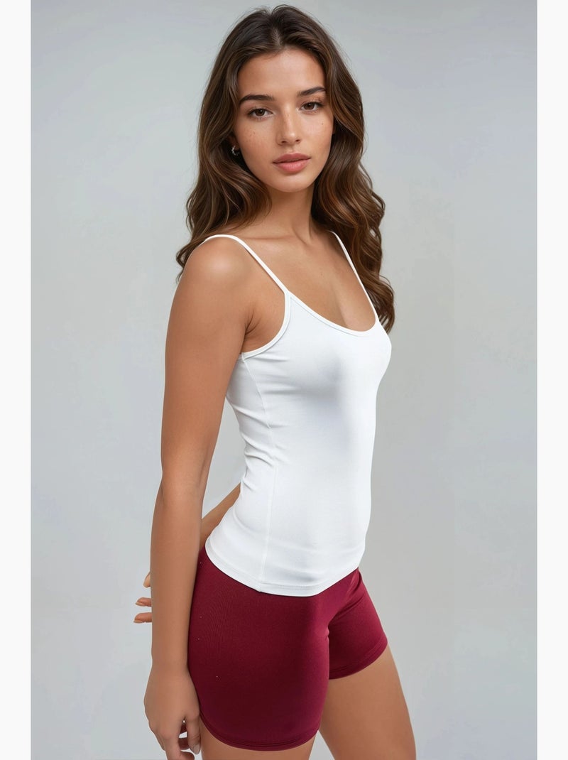Top de alças ajustado em malha com decote em u busem Branco - Kiabi