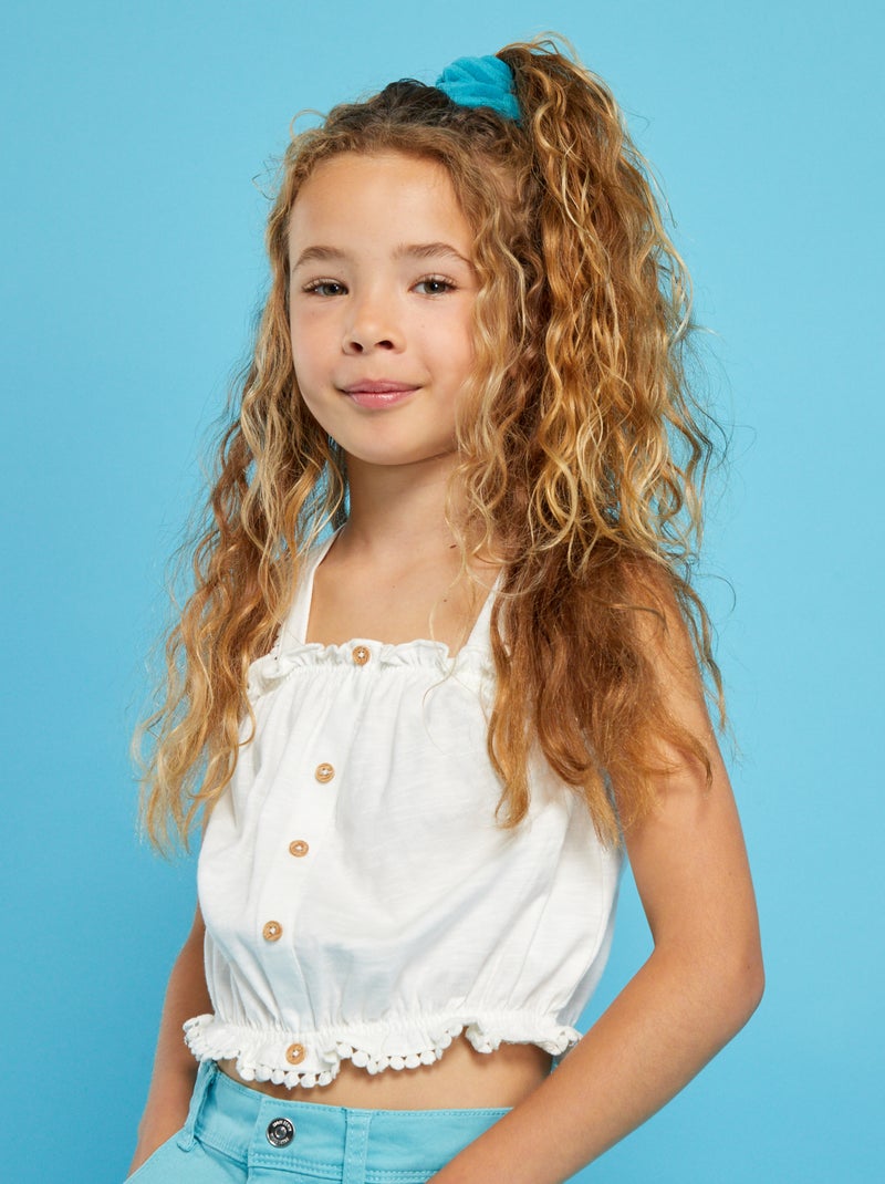 Top de alças às riscas Branco - Kiabi