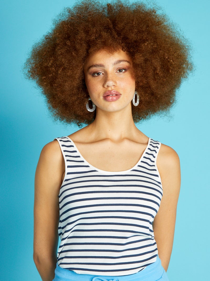 Top de alças às riscas BRANCO - Kiabi