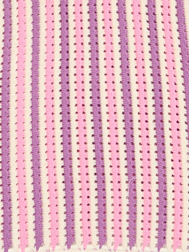 Top de alças às riscas em crochet Violeta - Kiabi