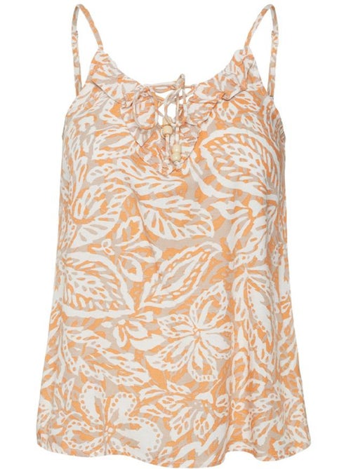 Top de Alças Branco e Laranja Vero Moda para Mulher - Kiabi Top de Alças Branco e Laranja Vero Moda para Mulher - Kiabi