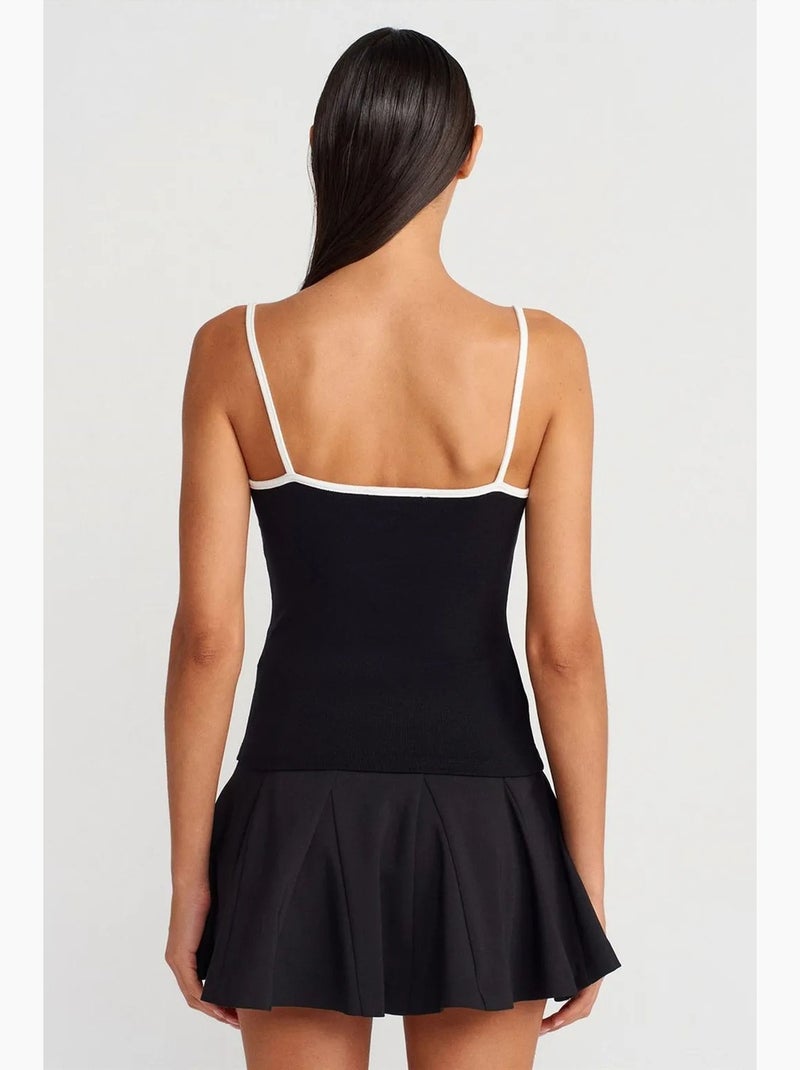 Top de alças canelado color block dilvin Preto - Kiabi