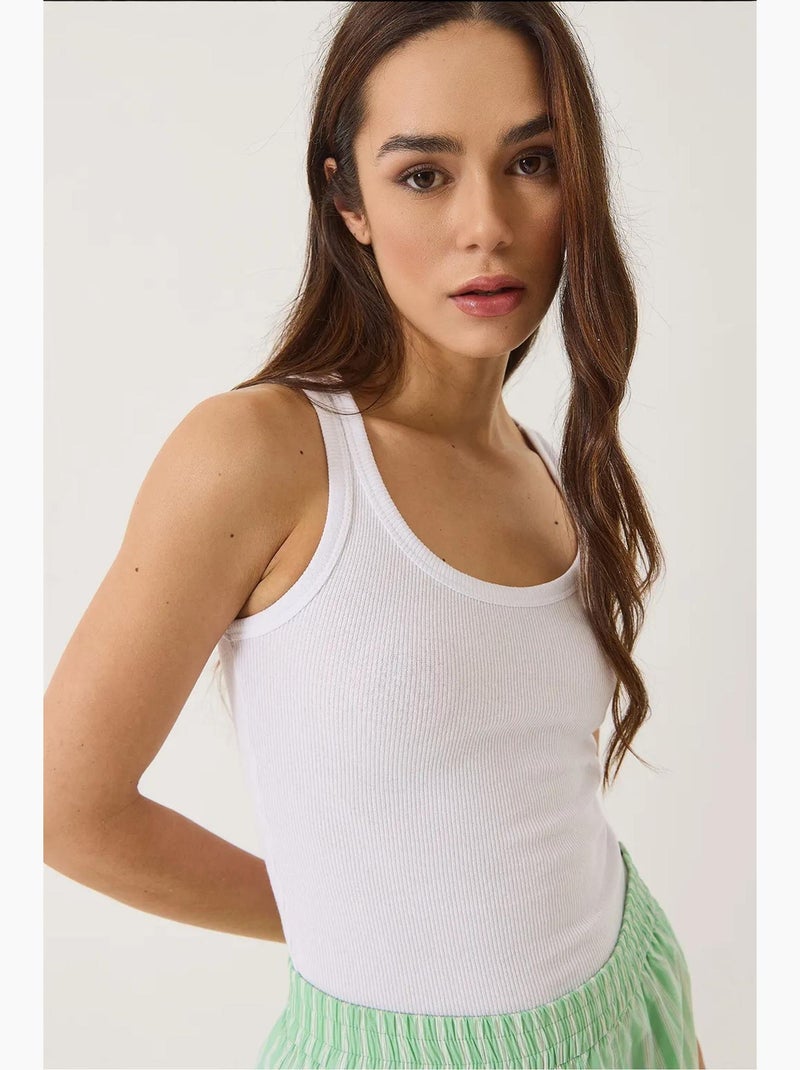 Top de alças canelado lucci Branco - Kiabi
