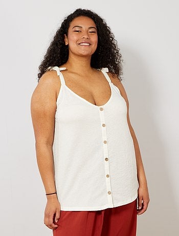 Mulher tamanhos grandes - Top de alças com decote em V à frente e atrás - Kiabi