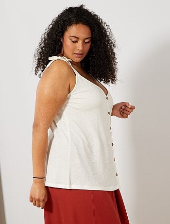 Mulher tamanhos grandes - Top de alças com decote em V à frente e atrás - Kiabi