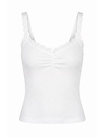 Top de alças com decote em v e detalhes em renda hiccup