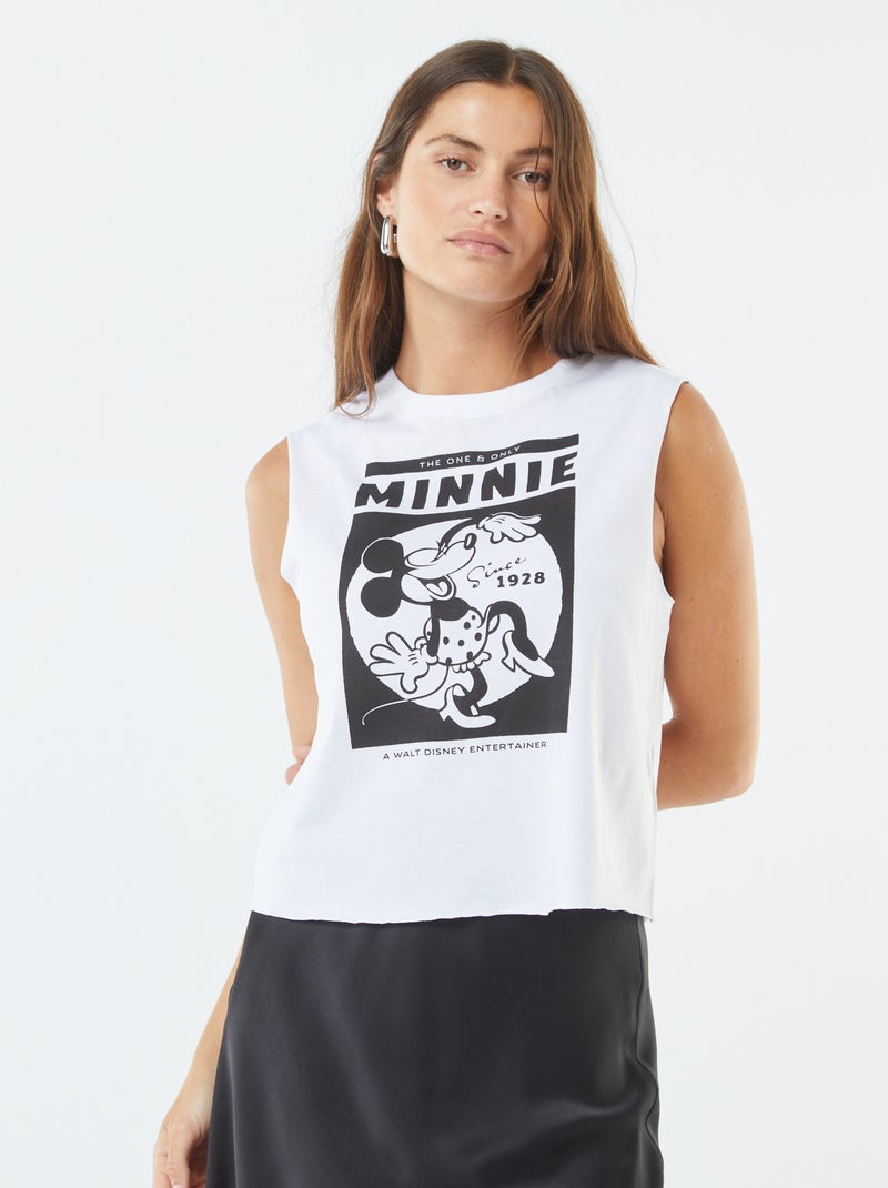 Top de alças com estampado 'Minnie' Branco - Kiabi