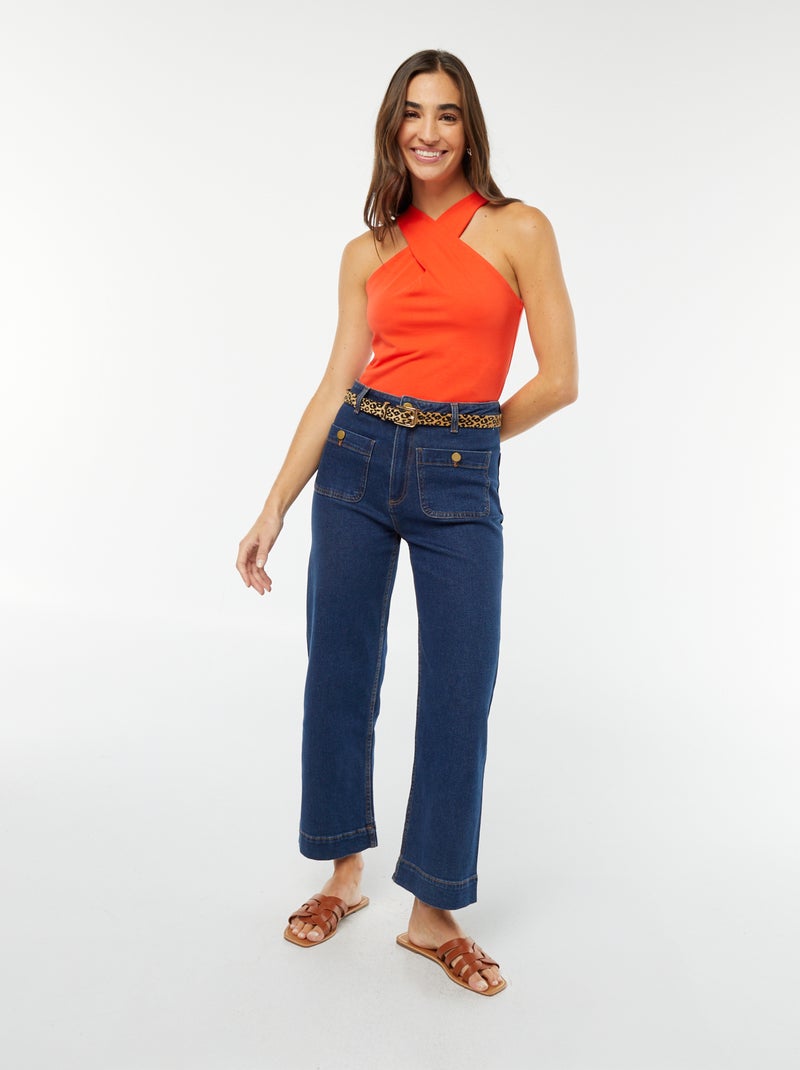 Top de alças com gola cruzada Vermelho - Kiabi