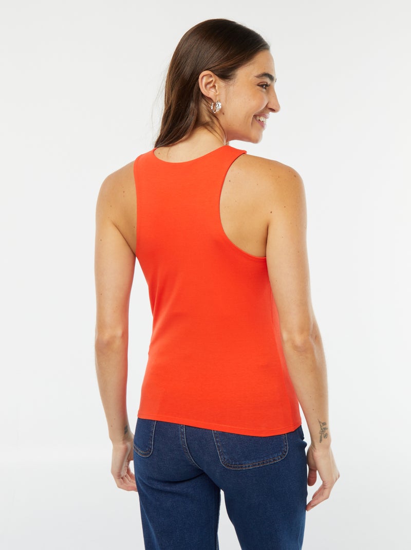 Top de alças com gola cruzada Vermelho - Kiabi