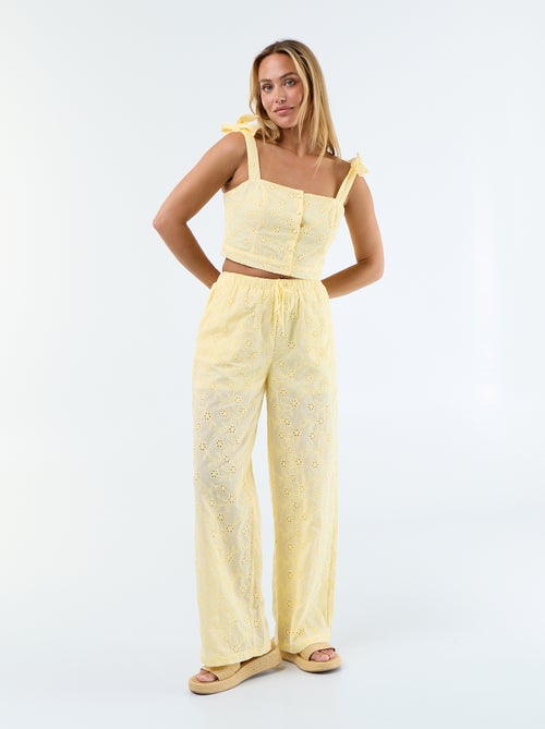 Top de alças com nó em algodão - Kiabi