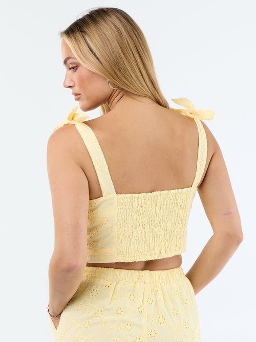 Top de alças com nó em algodão - Kiabi