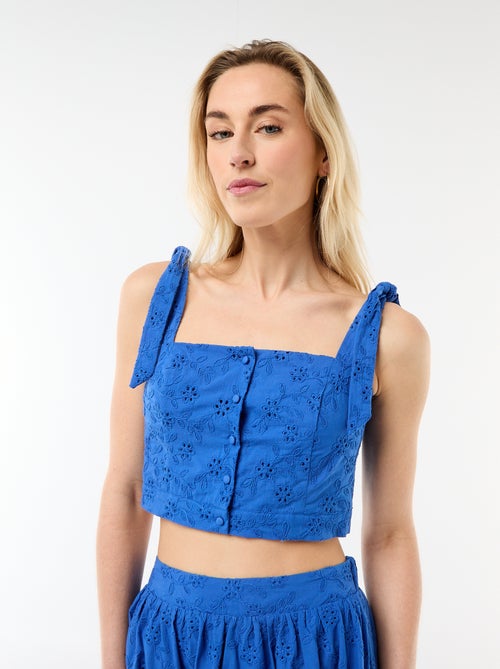 Top de alças com nó em algodão - Kiabi