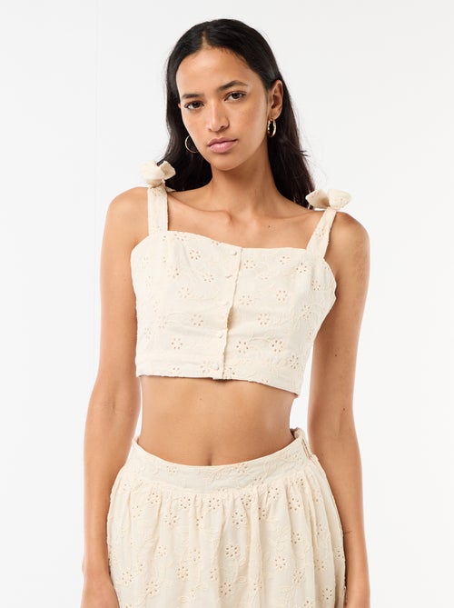 Top de alças com nó em algodão - Kiabi