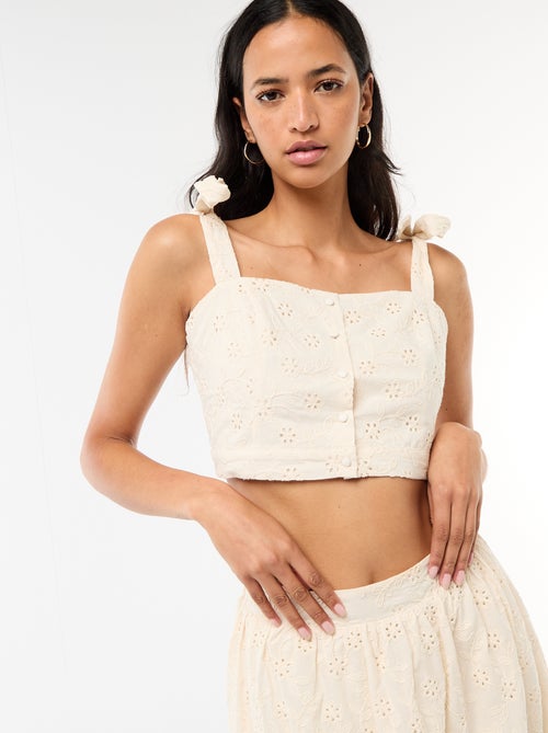 Top de alças com nó em algodão - Kiabi