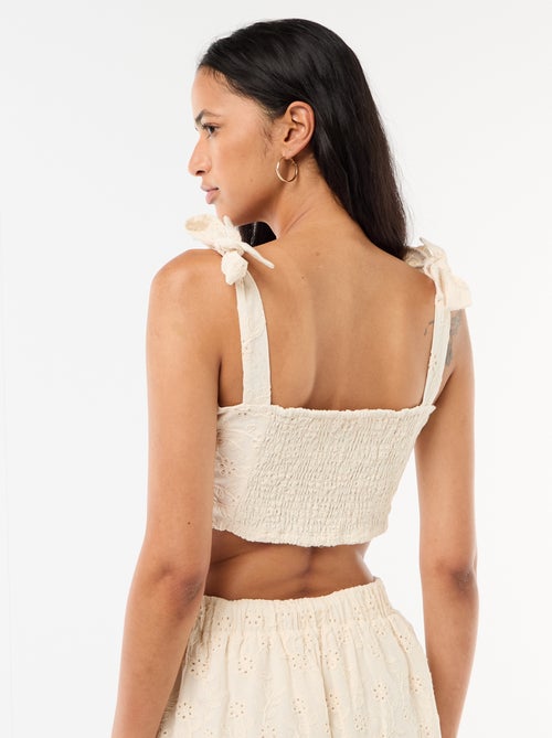 Top de alças com nó em algodão - Kiabi