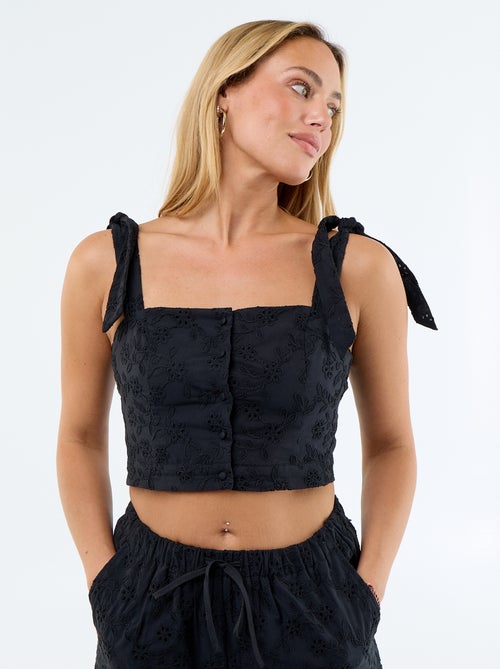 Top de alças com nó em algodão - Kiabi