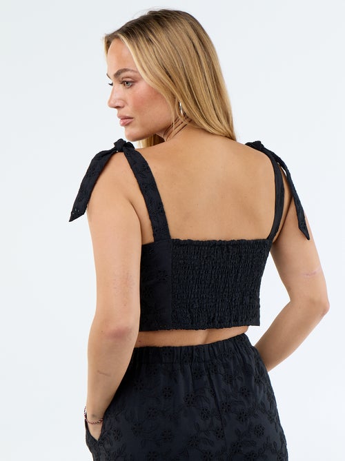 Top de alças com nó em algodão - Kiabi