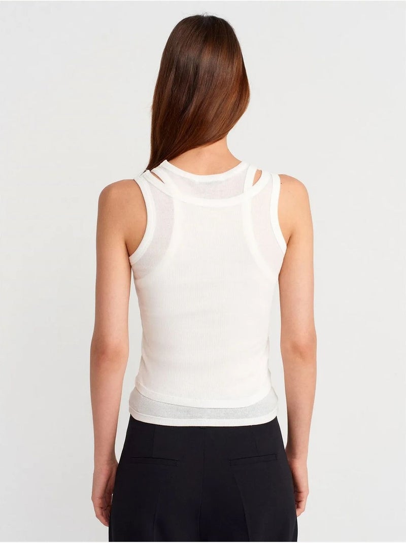 Top de alças crop canelado em algodão dilvin Branco - Kiabi