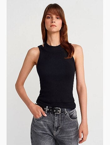 Top de alças crop canelado em algodão dilvin