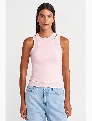 Top de alças crop canelado em algodão dilvin