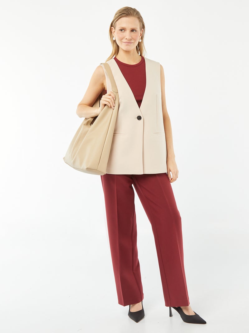 Top de alças crop-top com gola americana VERMELHO - Kiabi
