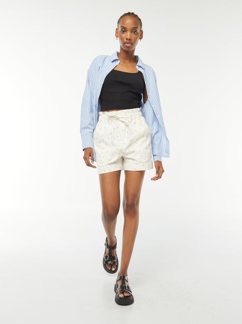 Top de alças crop-top de material canelado - Kiabi