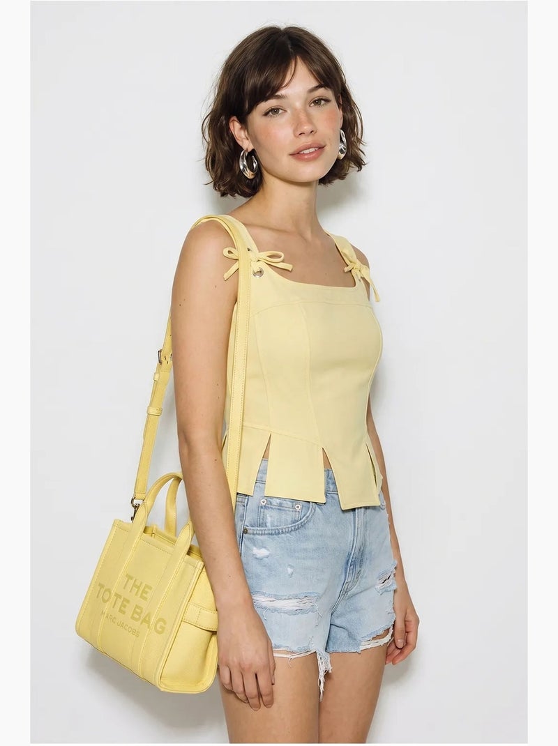 Top de alças curto ajustado com laço lucci Amarelo-limão - Kiabi