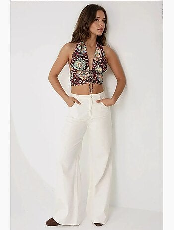 Top de alças curto com estampado étnico hiccup