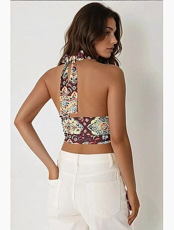 Top de alças curto com estampado étnico hiccup