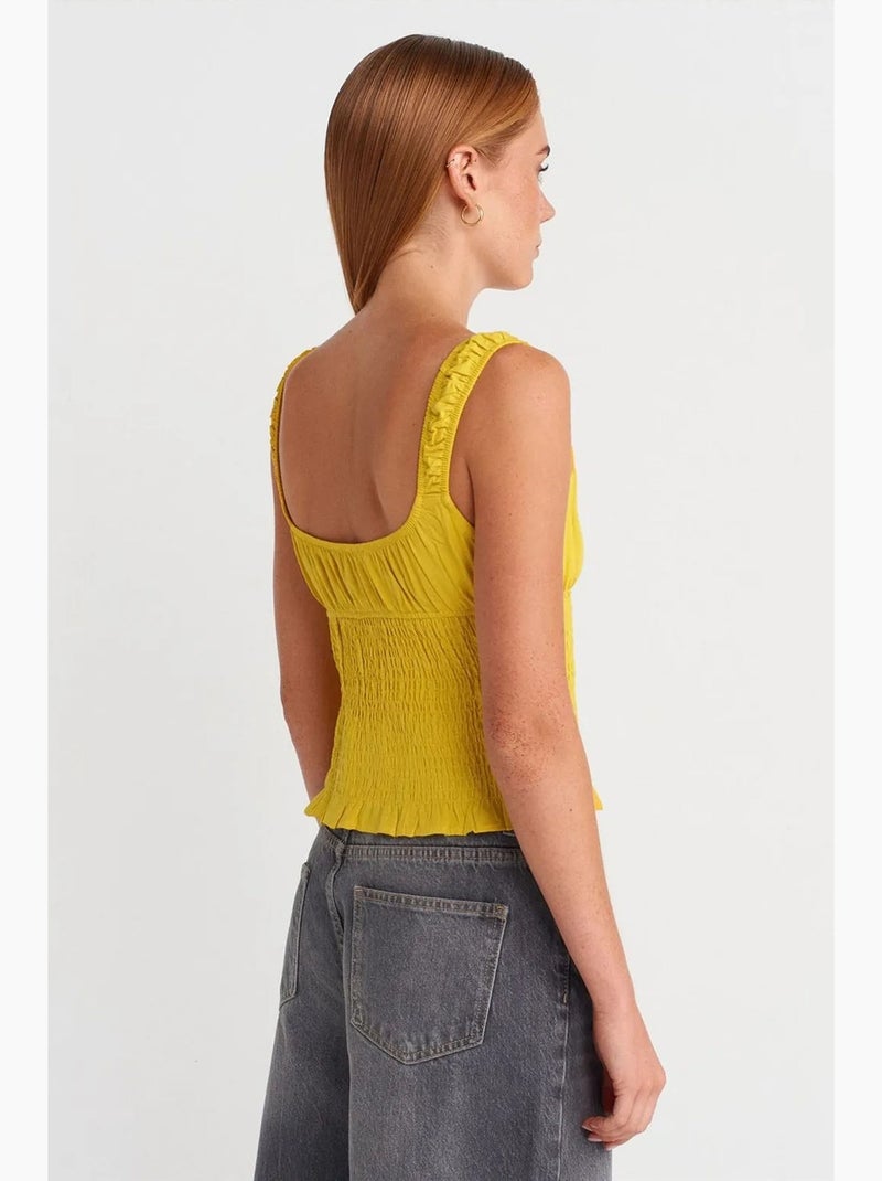 Top de alças curto com laço frontal dilvin Amarelo-limão - Kiabi