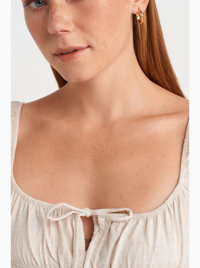 Top de alças curto com laço frontal dilvin Bege natural - Kiabi