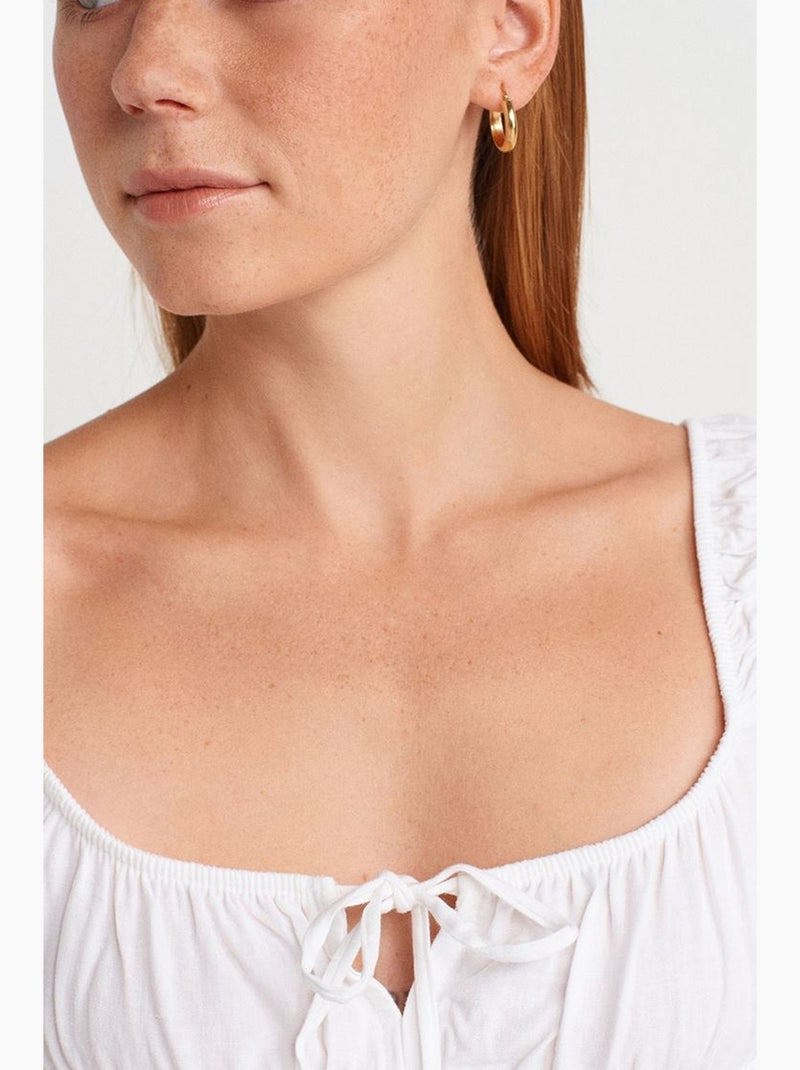 Top de alças curto com laço frontal dilvin Branco - Kiabi