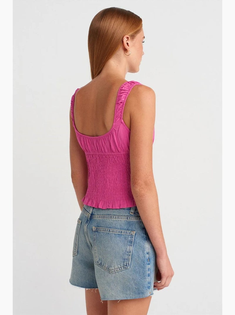 Top de alças curto com laço frontal dilvin Rosa-fluo/Solinotes - Kiabi