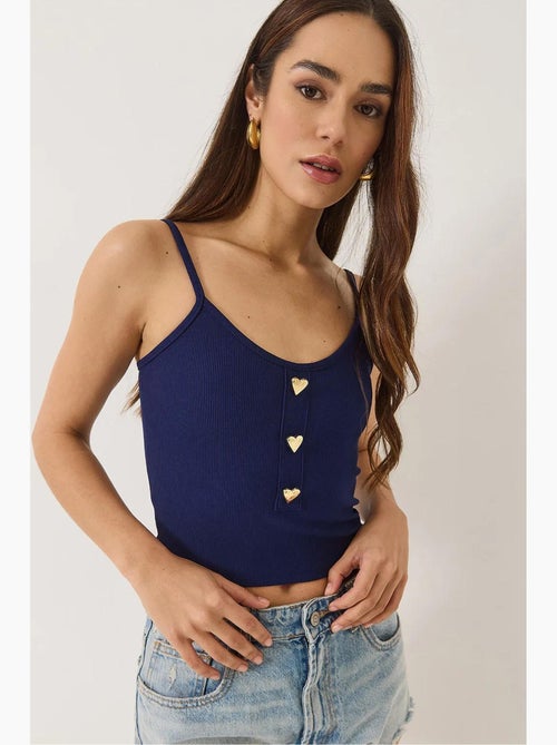 Top de alças curto justo com detalhe de botões lucci - Kiabi Top de alças curto justo com detalhe de botões lucci - Kiabi