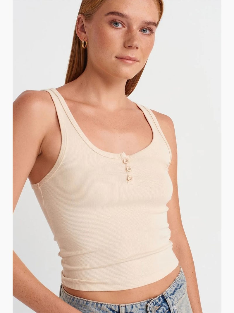 Top de alças curto justo dilvin Creme - Kiabi