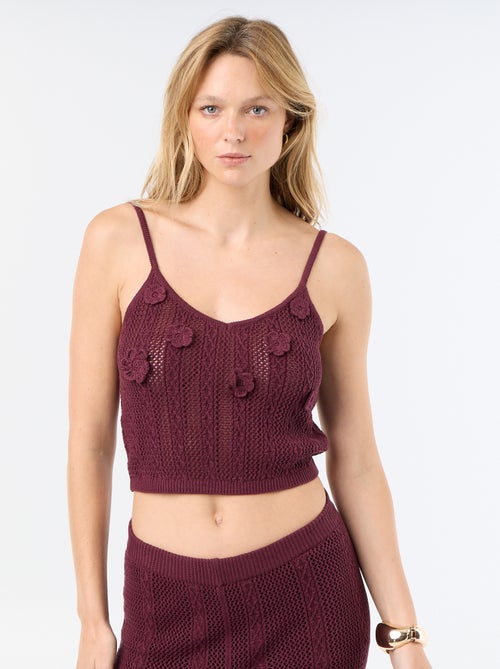 Top de alças de croché com flores bordadas - Kiabi Top de alças de croché com flores bordadas - Kiabi