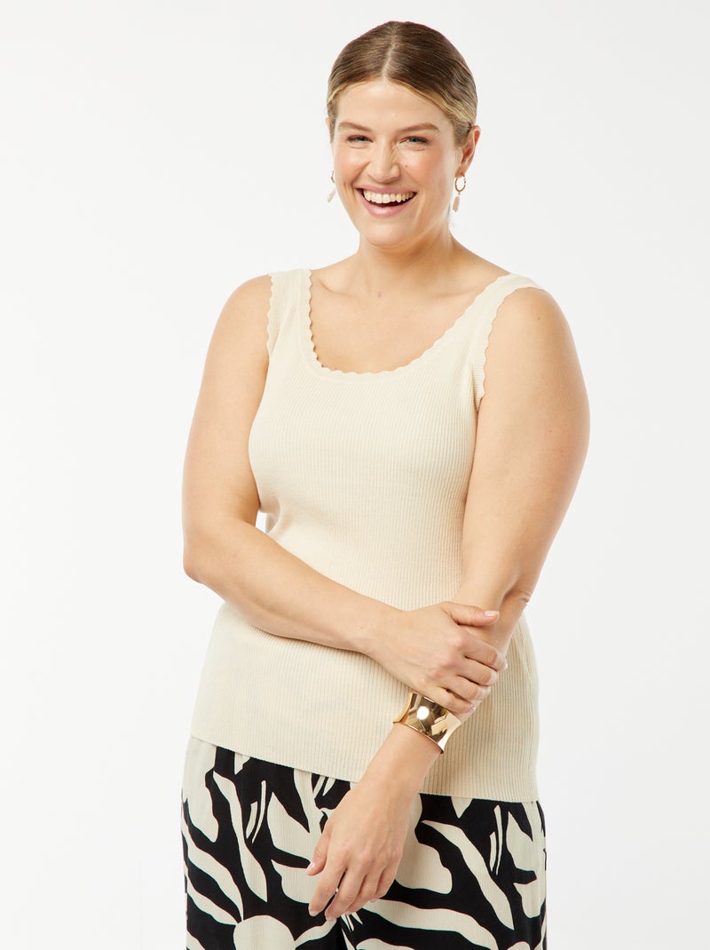 Top de alças de malha canelada 'Only Carmakoma' BEGE - Kiabi